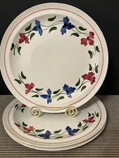 Blue Ridge Hand Painted Underglaze Porcelain Dinner Plate Blue & Pink - Crazing