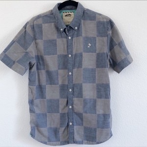 Vans Mens Chambray Checkered Blue Short Sleeve Button Up Shirt | eBay