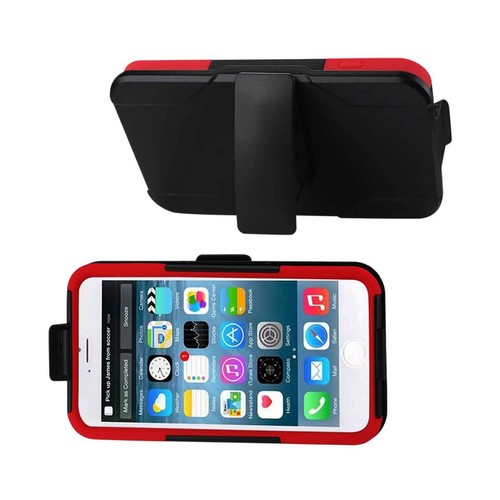 Reiko iPhone 6 Plus 3-in-1 Hybrid Heavy Duty Holster Combo Case in Red Black | M - Picture 2 of 4
