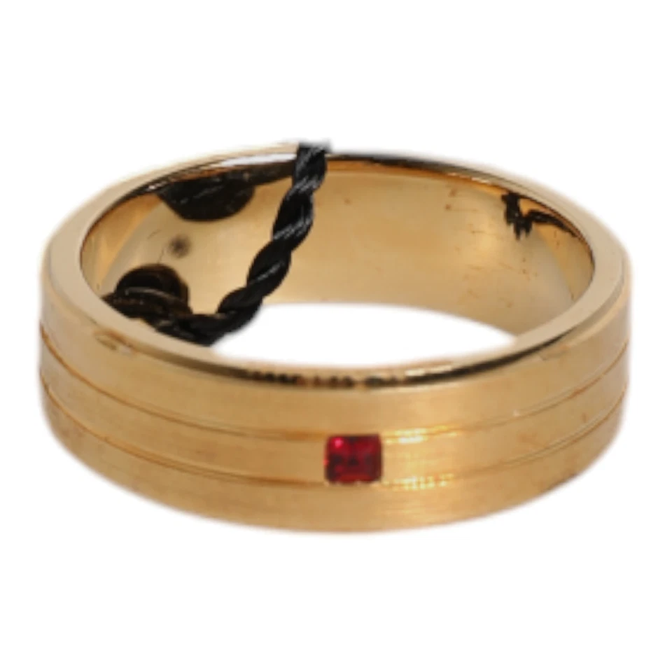 Bague DOLCE & GABBANA ton or laiton cristal rouge logo DG hommes US10.5/EU64 ... - Photo 1/4