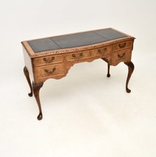 Antique Burr Walnut Leather Top Desk