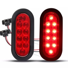 Pair 6 Inch Red Oval Led Truck Trailer Brake Stop Lights Turn Signal Tail Lamp Pair 6 Inch Red Oval Led Truck Trailer Brake Stop Lights Turn Signal Tail Lamp