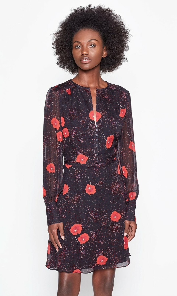 equipment danette silk dress Equipment Long Sleeve Danette DRESS True Black Multi 4