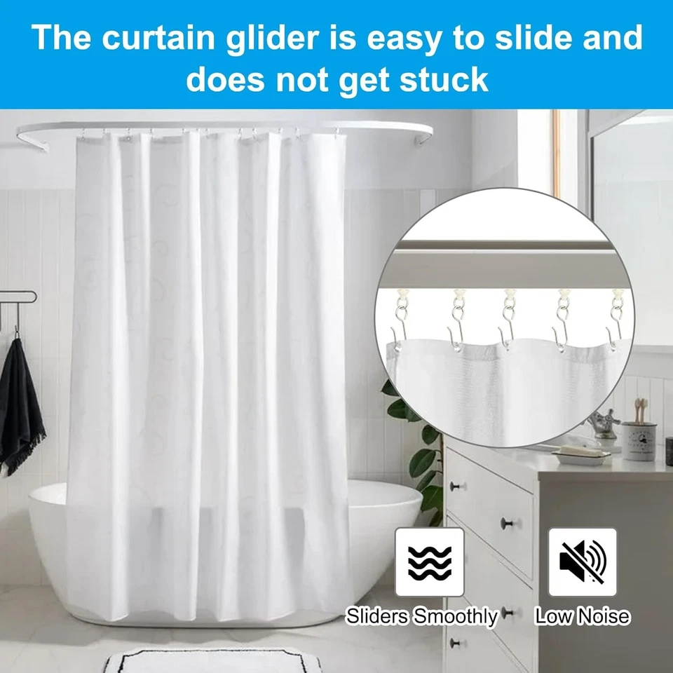 80 Pcs Curtain Hooks and Gliders Window Curtain Bathroom Shower Stainless Steel - Image 4 of 4