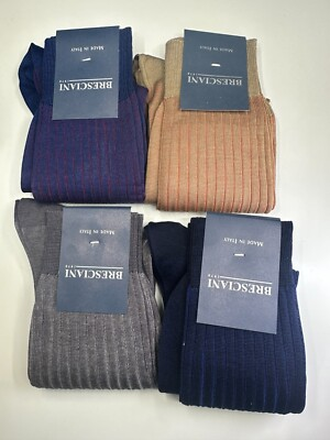 #ad #ad BRESCIANI Men Italian Socks 100% Cotton Size Medium New Choose Color $41.88