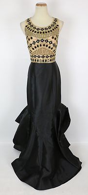 enu New Jovani 28432 Beaded Bodice Mermaid Dress Black Prom Formal