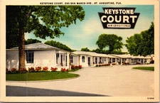 Linen Postcard Keystone Court 290 San Marco Avenue in St. Augustine, Florida