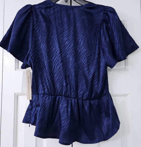 Aqua NAVY Women's Zebra Print Tie silky Blouse Small NWT $68 (bn18) - Picture 4 of 7