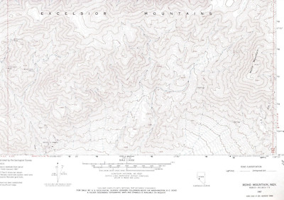 Moho Mountain, Nevada 1967 Vintage USGS Topo Map 7.5 Quadrangle Topographic