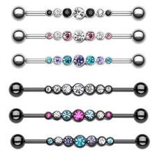 Industrial Barbell Cartilage Piercing CZ Clear Pink Tanzanite Teal Body Jewelry