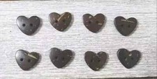 hearts natural coconut buttons sewing 2 holes 1/2 inch 8pc set
