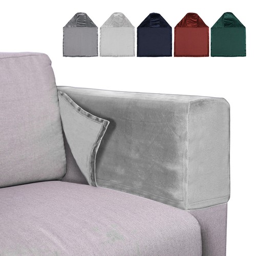 2x Stretch Velvet Armchair Covers Chair Arm Protector Cover Sofa Couch Armrest - Picture 13 of 18