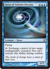 Slightly Played, English - 4 x MTG Djinn of Infinite Deceits Commander 2013