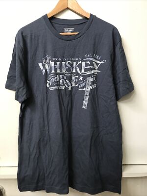 Old Navy Mens Blue Gray Short Sleeve T-Shirt Whiskey And Rye Hotel & Bar L NWT