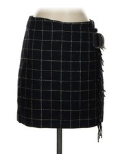 Ralph Lauren Vintage Mini Skirt Fringe Wrap Wool Leather Buckle Country 2 90s
