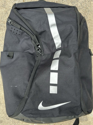 Nike Men Elite Backpack Black & Silver Adjustable Strap Basketball Gym Lunch Bag