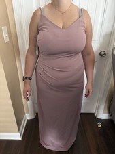 David's Bridal Women's Full Skirt Wrap Dress Tank, Desert Coral Pink, Size 18