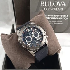 Bulova Marine Star 98B259 Chronograph Gray Dial Rubber Strap Men's Quartz Watch