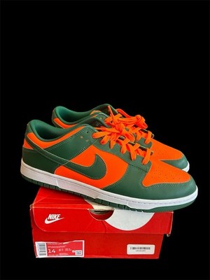 M203) Nike Dunk Low Retro Miami Hurricanes Green/Orange DD1391-300 Men s Size 14