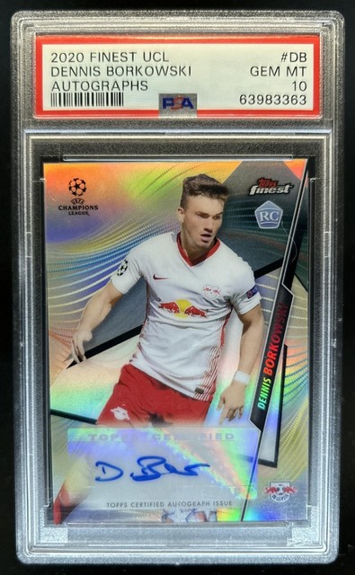 2020 Topps Finest UEFA Dennis Borkowski Auto RC Rookie #FA-DB Leipzig PSA 10