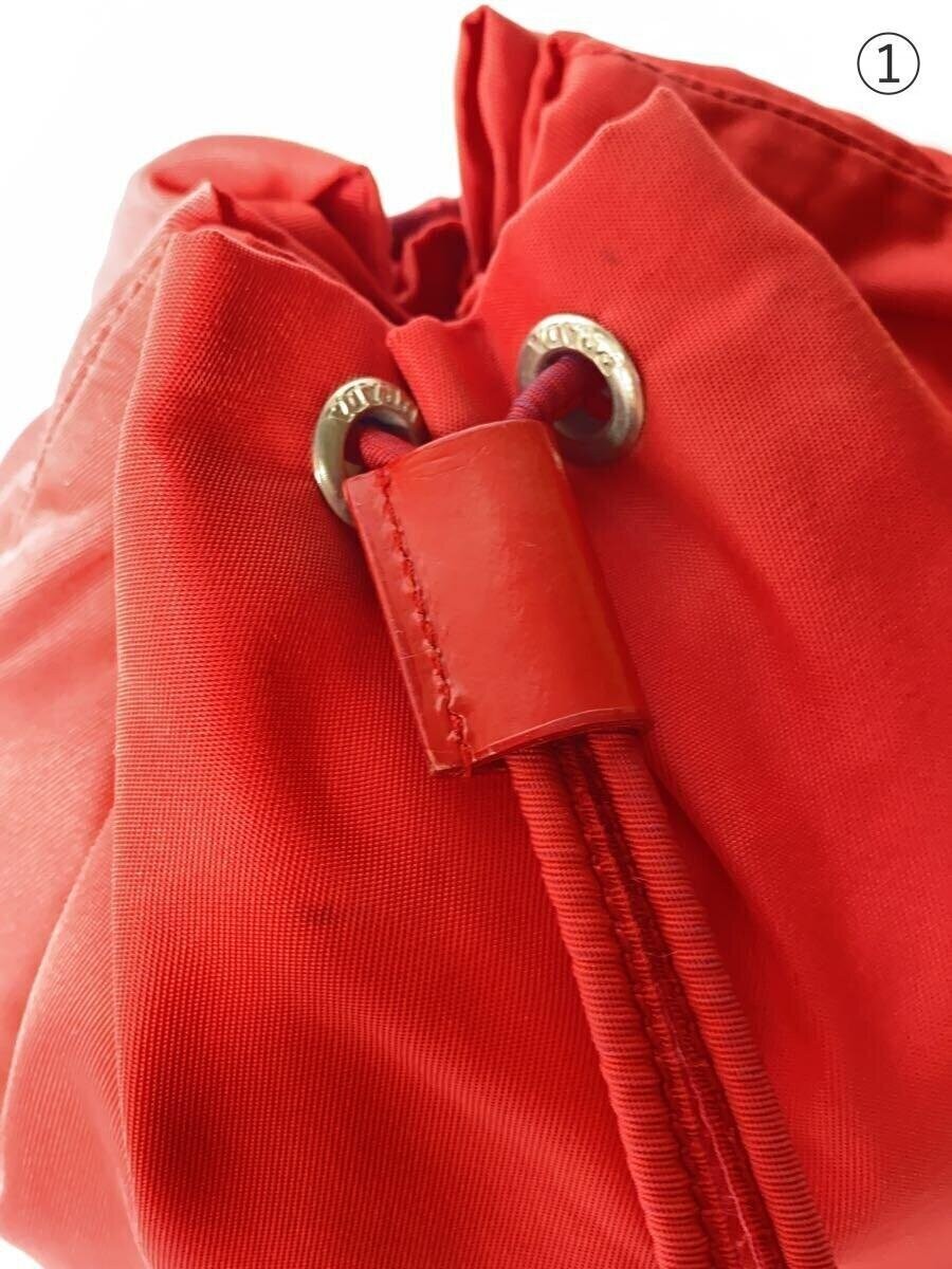 PRADA Triangular Logo Drawstring Pouch Nylon RED … - image 8