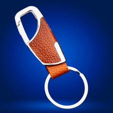 Men's Women's Fashion Style Leather Clip Keychain Car Key Ring Fob BROWN