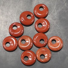 10pcs Natural Red Jasper Stone Large Hole Circle 18mm Beads Pendants DIY Jewelry