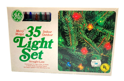 GE Merry Midget 35 Light Set Vintage Christmas Multicolor String Tested In Box