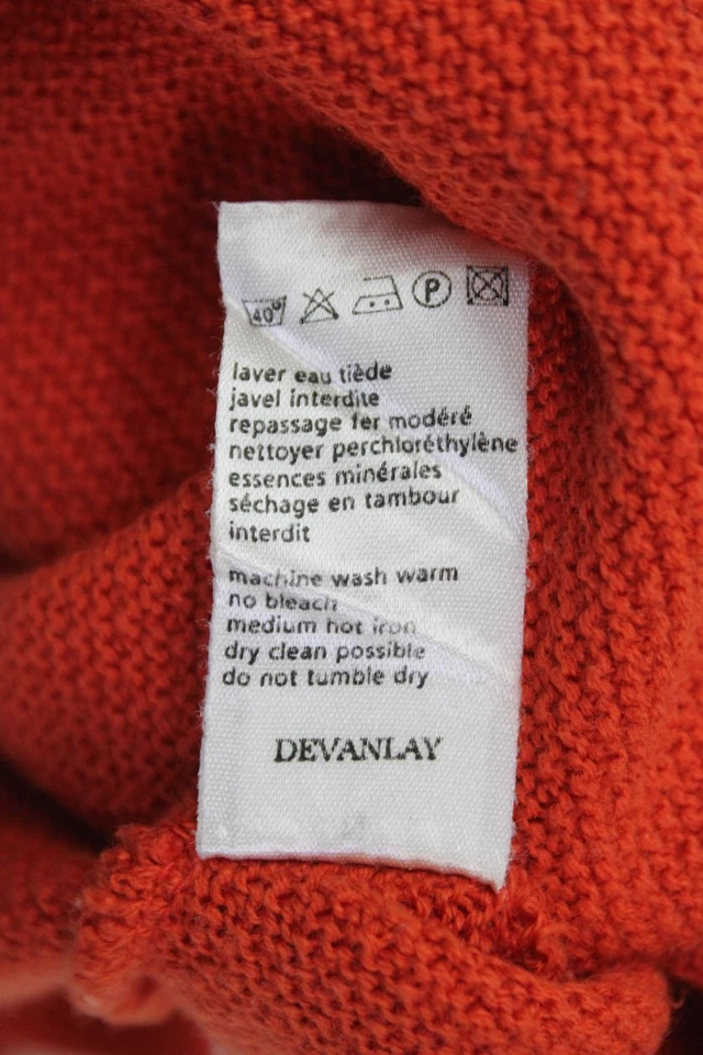 Suéter Pullover Naranja Manga Larga Cuello en V Rayas Lacoste Talla 14 Foto 4 de 4
