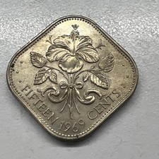 1969 Bahamas 15 Cents Coin