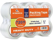 12 PCS 1.88 Inch x 60 Yards 2.7 mil Heavy Duty Clear Packing Tape Ship