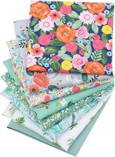 CraftsFabrics 8pcs Floral Printed Fat Quarters Cotton Fabric Bundle Pink Quilt