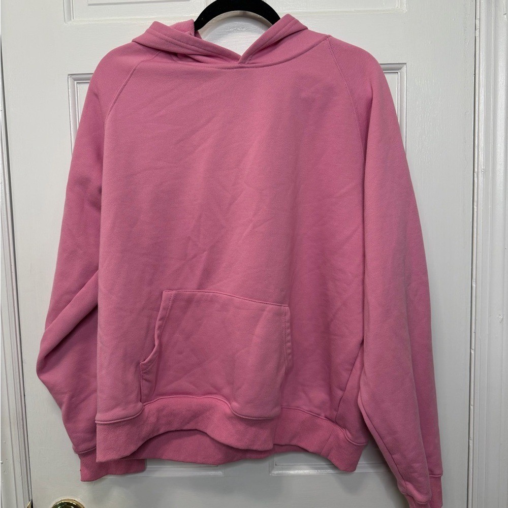 Pink Oversized Solid Basic Hoodie Sweatshirt Size… - image 1