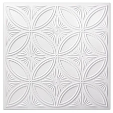 Art3d 12-Pk Decorative Square PVC Ceiling Tile 2ft x 2ft White Drop-In / Glue Up