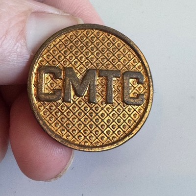 Post-WWI CMTC Pin Citizens Military Training Camp Gold Grid Background Badge