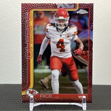 2025 Topps Chrome NFL Football Rashee Rice #147 Pigskin Leather Refractor