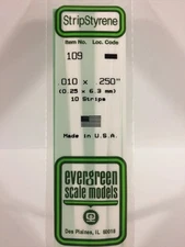 Evergreen Scale Models Styrene Strip .010 x .250 (10 pcs) #109