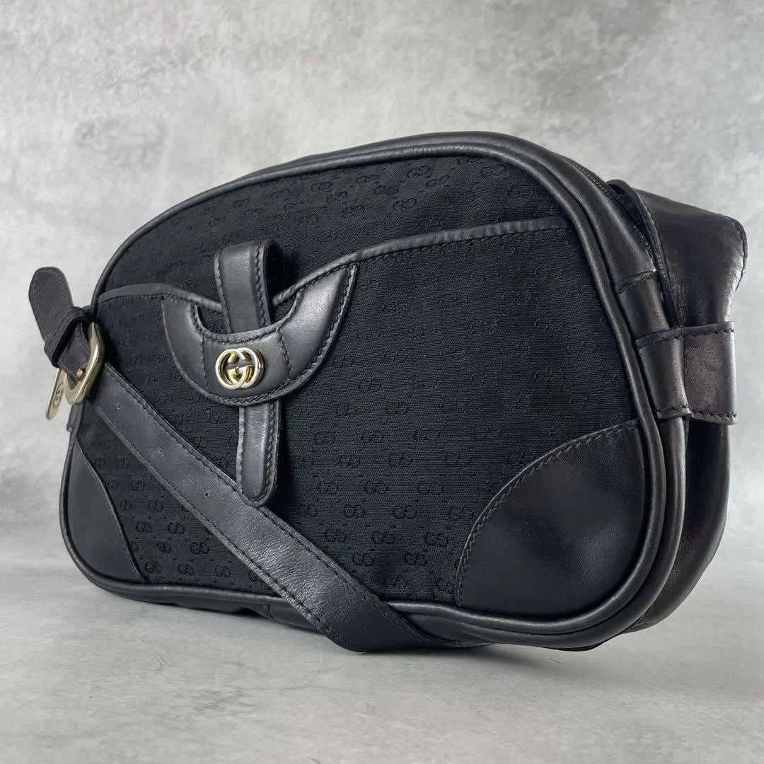 GUCCI sac bandoulière pochette gg cuir métal ferrures toile noir #PGH5B9