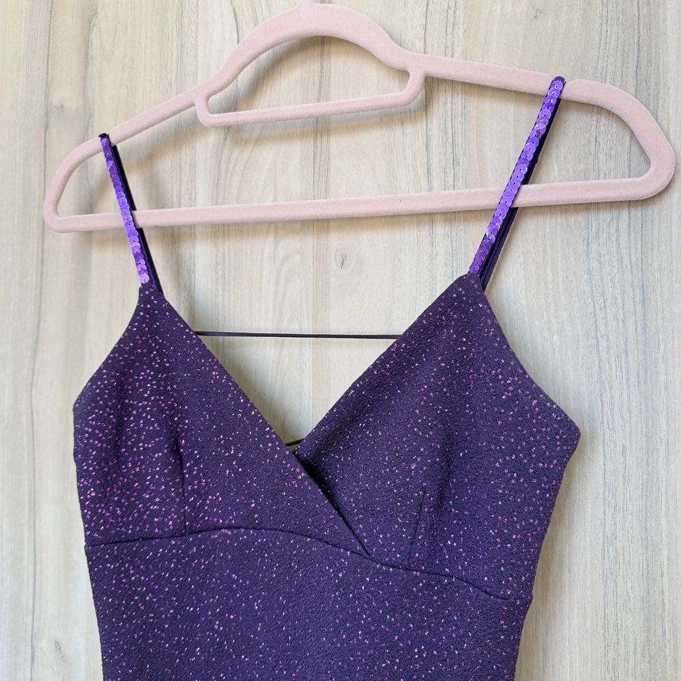 Y2K Charlotte Russe Womens Maxi Dress Size XS Purple Glitter Party Whimsigoth - Image 4 of 4