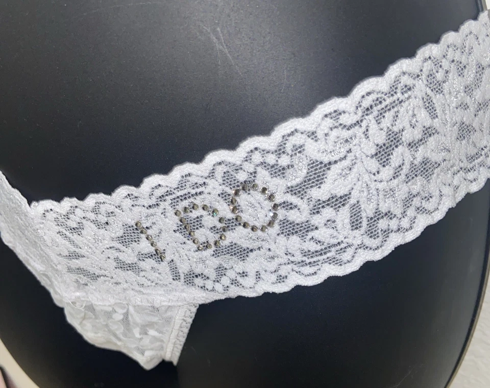 Tanga Hanky Panky Bridal Collection Talla Única Blanco Tiro Bajo Cristales Swarovski Foto 4 de 4