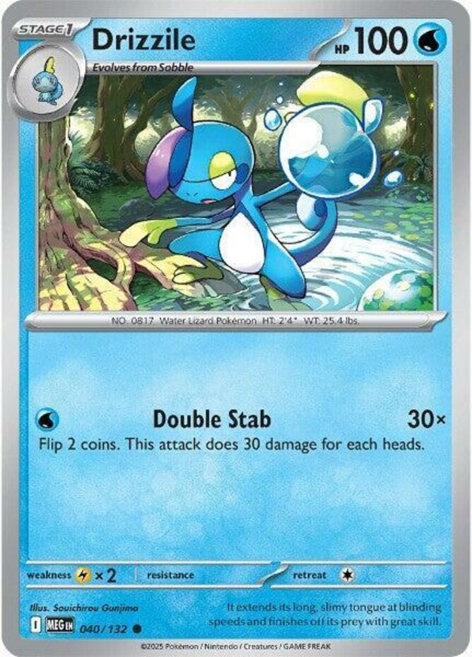Pokemon Drizzile - 040/132 - Common - Reverse Holo NM-Mint Mega Evolution Base S