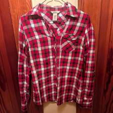 Arizona Jean Company Red Plaid Flannel Long S...