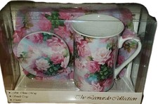 Coffee Mug Tray Coaster Gift Set Floral Snack Tray Leonardo Collection New