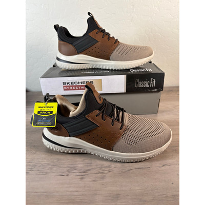 Skechers Streetwear Delson 30 Brown Tan Sneaker Men's EU 41 New in Box