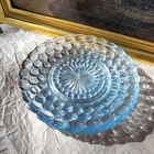 Anchor Hocking Blue Bubble Plates Set of 4 Glass Dessert Plates 6 3/4