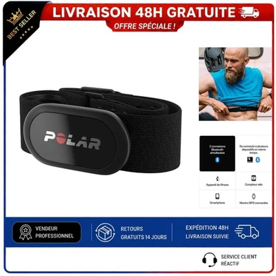 Capteur de fréquence cardiaque Polar H10 - Ant+ et Bluetooth - Étanche - Photo 1/4