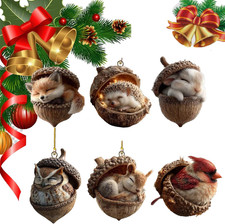 Forest Animal Acorn Ornaments, Cozy Forest Christmas Ornaments, Pine Cone Animal