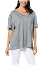 HUE Women's All-Day Comfy Knit Oversized Boyfriend Tee Heather Grey