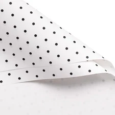 20 Sheets 22.5x22.5 inch Black White Polka Dot Flower Wrapping Paper Print