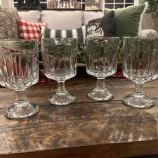 Set Of 4 Vintage Libbey Dura Tuff Glass 8 Oz Stem Ware Winchester